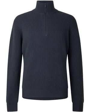 Canada Goose Half-Collar Half-Zip Vertical Striped Knit Sweater - Blue
