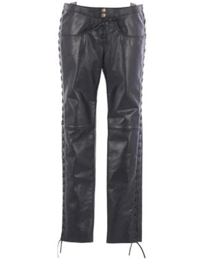 Isabel Marant Lace-Up Leather Straight Pants - Gray