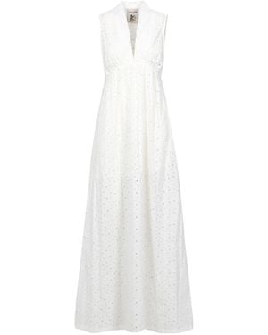 Semicouture V-Neck Sleeveless Dress - White
