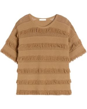 Max Mara Fringe-Details T-Shirt - Natural