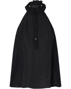 Nili Lotan Georgette Halterneck Blouse - Black
