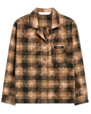 Palm Angels Printed Check Shirt - Brown