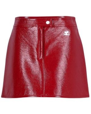 Courreges Solid Color Midi Skirt - Red
