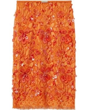 Gucci Flora Lace Skirt With Beads - Orange