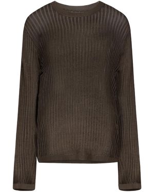 Loulou de Saison Hedora Sheer Ribbed Jumper - Brown