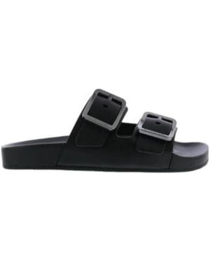 Balenciaga Logo Flat Slippers - Black