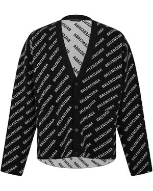 Balenciaga Print Logo Cardigan - Black