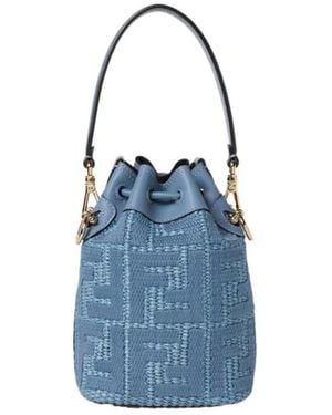 Fendi Mon Tresor Drawstring Bucket Bag - Blue