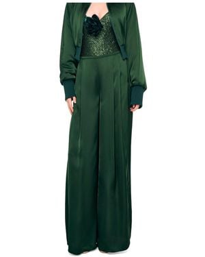 Norma Kamali High-Waist Wide-Leg Pants - Green