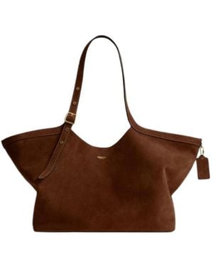 COACH Buckle-Fastening Suede Tote Bag - Brown