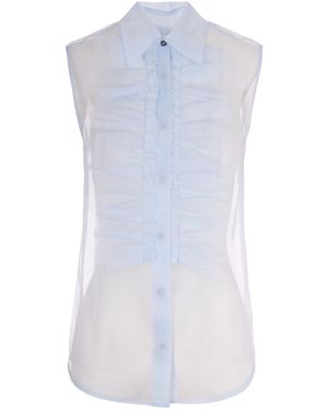 P.A.R.O.S.H. Sheer Ruffled Shirt - White