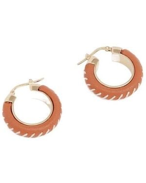 Chloé Kattie Leather Hoop Earrings - Pink