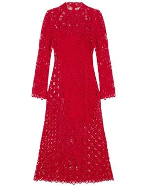 Sea Long Sleeve Midi Dress - Red
