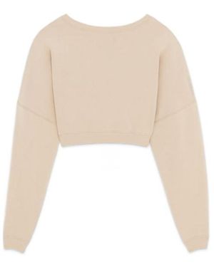 Saint Laurent Crewneck Cropped Sweatshirt - Natural