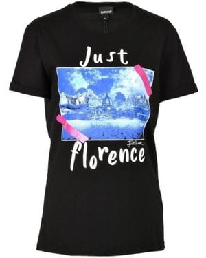 Just Cavalli Pattern Printed Short-Sleeved T-Shirt - Black