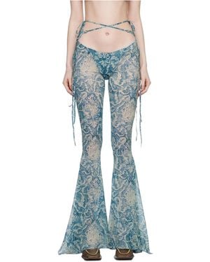 KNWLS Glimmer Graphic-Print Flared Trousers - Blue