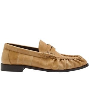 Saint Laurent Eel Skin Loafers - Brown