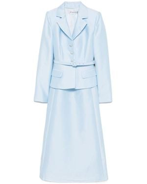 Self-Portrait Long-Sleeved Taffeta Midi Dress - Blue