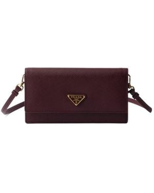 Prada Leather Flap Wallet - Purple