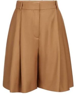 Nina Ricci Highwaisted Shorts With Folds - Brown