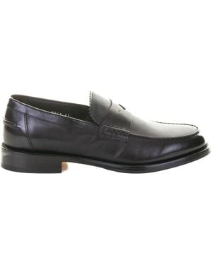 Doucal's Penny Leather Loafers - Black