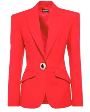 David Koma Embellished Virgin Wool Blazer - Red