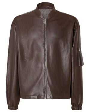 Fendi Zip-Up Leather Jacket - Brown
