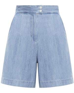 A.P.C. Pleated Denim Shorts - Blue