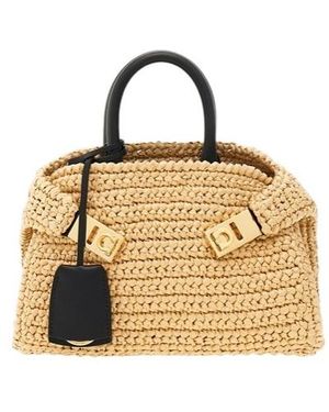 Ferragamo Double Handle Shoulder Bag - Metallic