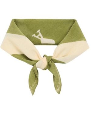Ami Paris Ami De Coeur Printed Scarf - Green