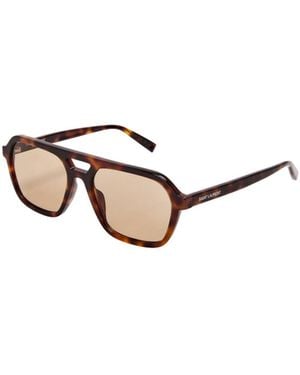 Saint Laurent Retro Pilot Sunglasses - Metallic