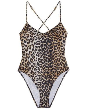 Ganni One Piece Swimsuit - Brown