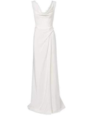 Vivienne Westwood Bridal Mabel Draped Off-Shoulder Silk Gown - White