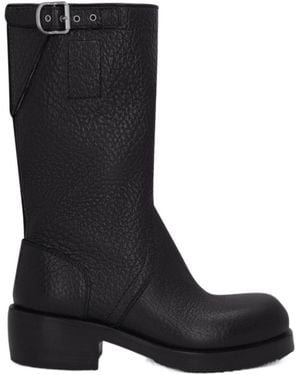 Dries Van Noten Leather Biker Boots - Black