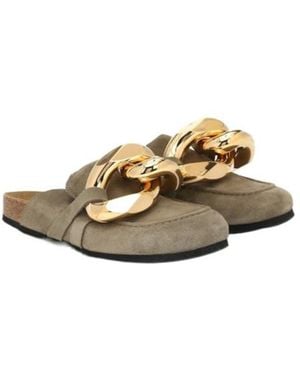JW Anderson Embellished Suede Slippers - Metallic