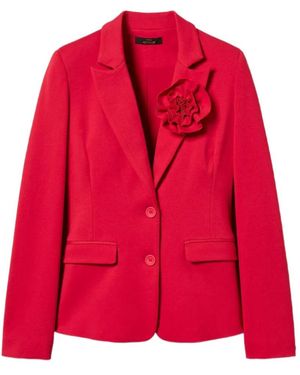 Twinset Floral-Appliqué Blazer - Red