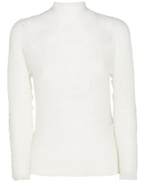 Issey Miyake Pleats Bk/Wt-48 Top - White