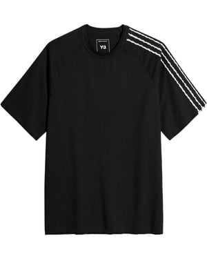 Y-3 Raw Edge 3-Stripes Short-Sleeved T-Shirt - Black