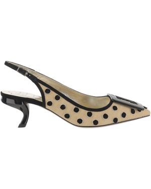 Roger Vivier Polka Dot Virgule Slingback Court Shoes - Metallic