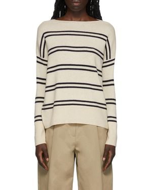 Vince Long Sleeved Striped Crewneck Sweater - Natural