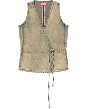DIESEL Brush Denim Wrap Top - Natural