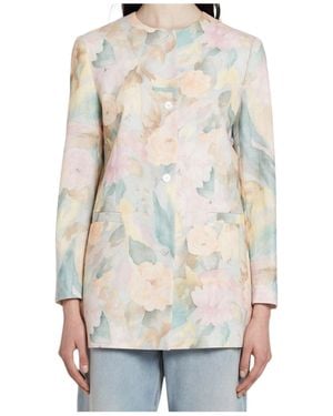 Marella Floral-Patterned Casual Jacket - White
