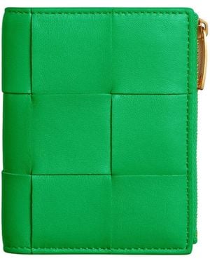 Bottega Veneta Small Cassette Bi-Fold Zip Wallet - Green