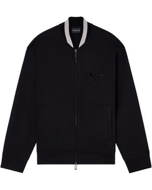 Emporio Armani Eagle-Patch Zip-Up Bomber Jacket - Blue