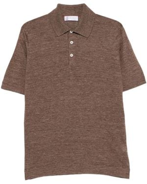 Brunello Cucinelli Slub Knit Polo Shirt - Brown