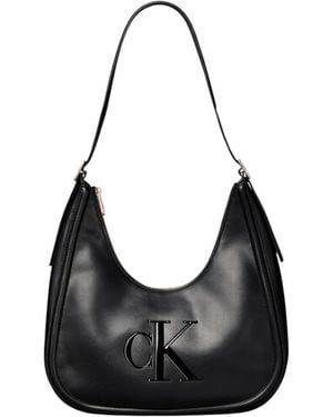 Calvin Klein Soft Touch Crescent Logo Hobo Bag - Black