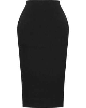 Saint Laurent Satin Cassandre Midi Skirt - Black