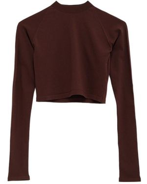 Alaïa Alaïa Crewneck Cropped Knitted Top - Brown