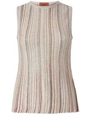 Missoni Sleeveless Ribbed Top With Sequins - Brown