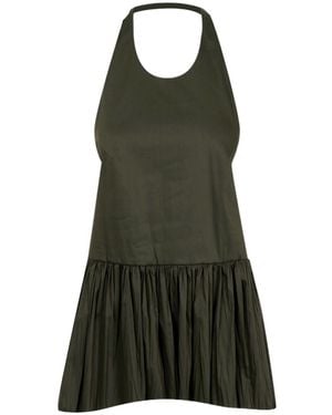 Semicouture Halter Neck Pleated Blouse - Green